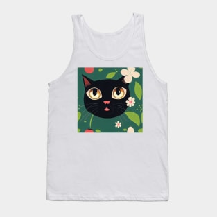 Cute Happy Black Cat Pattern Tank Top